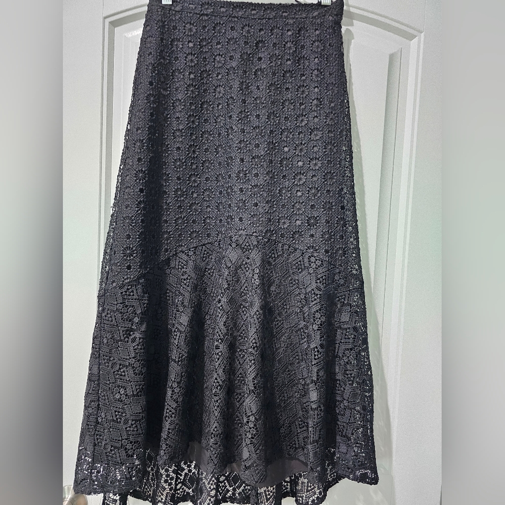 Anthropologie Black Embellished Maxi Skirt A-Line